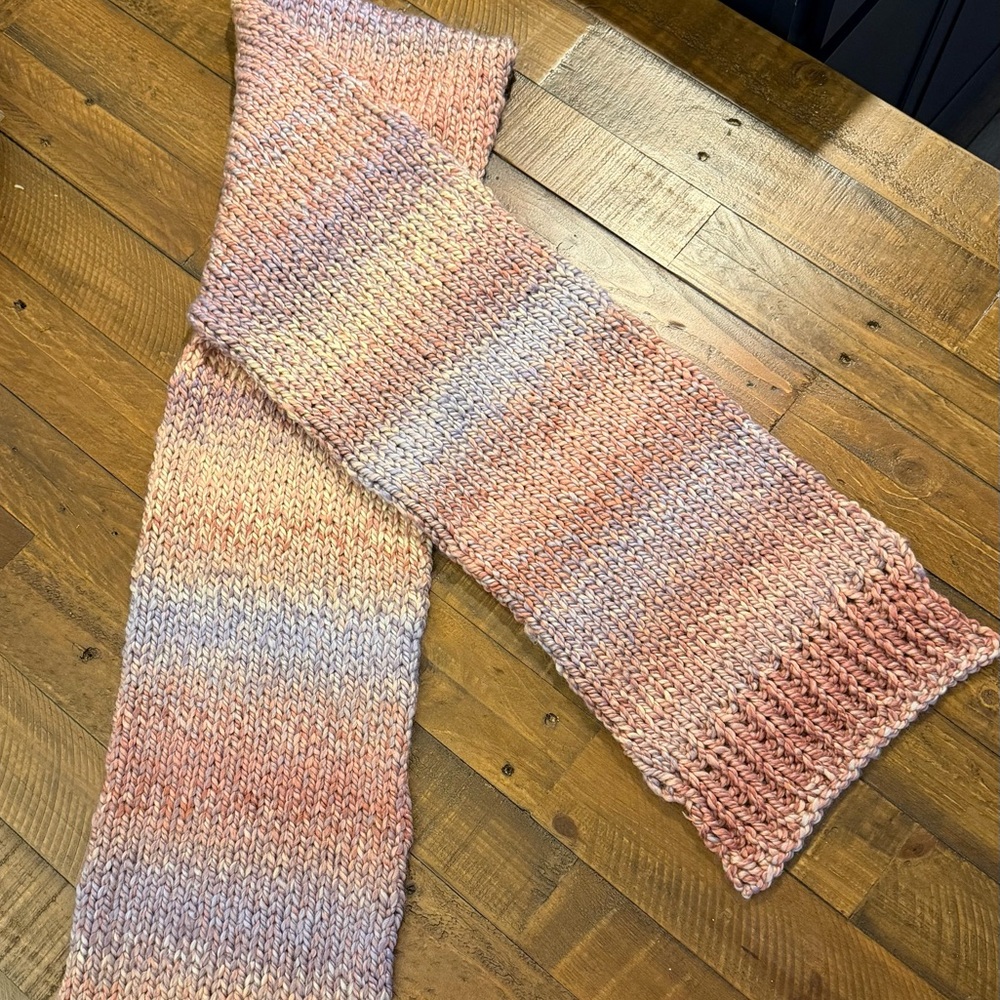 Handknit Chunky Gradient Scarf in Pink & Lavender